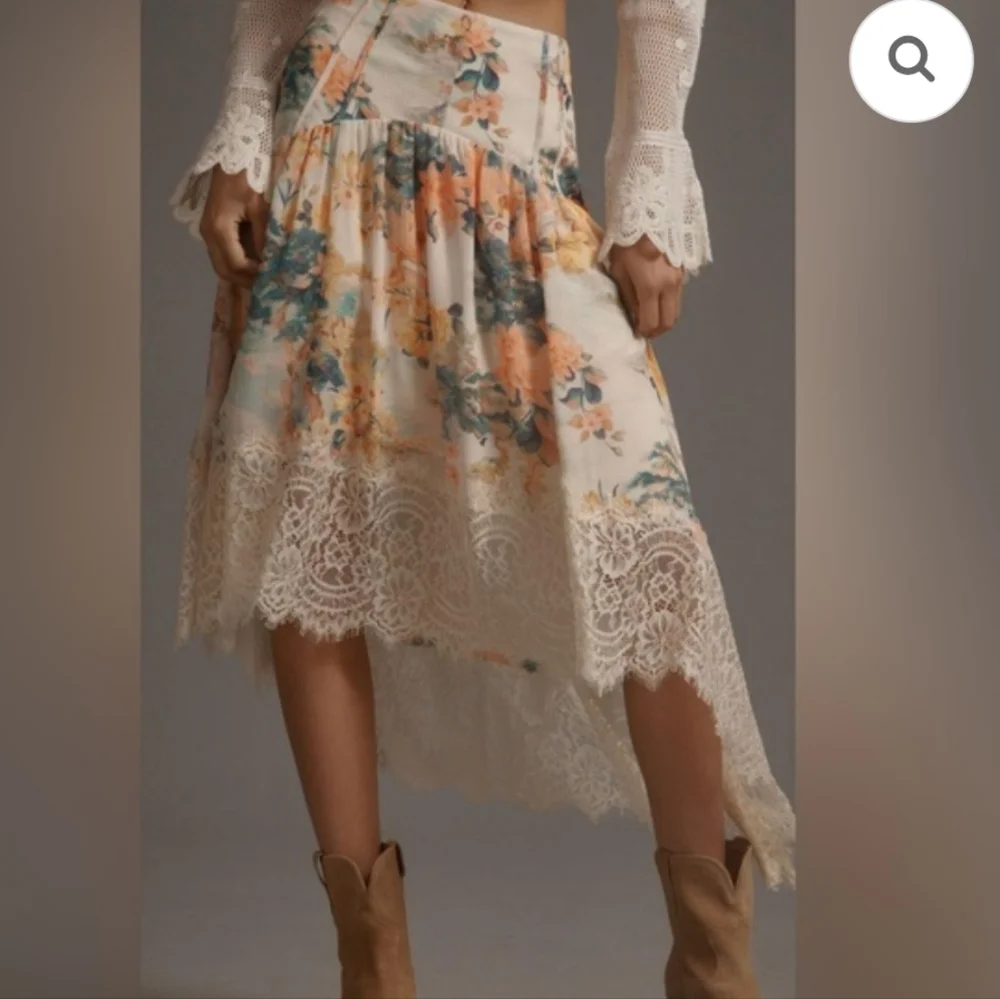 Anthropologie Floral Asymmetrical Skirt - Picture 2 of 8
